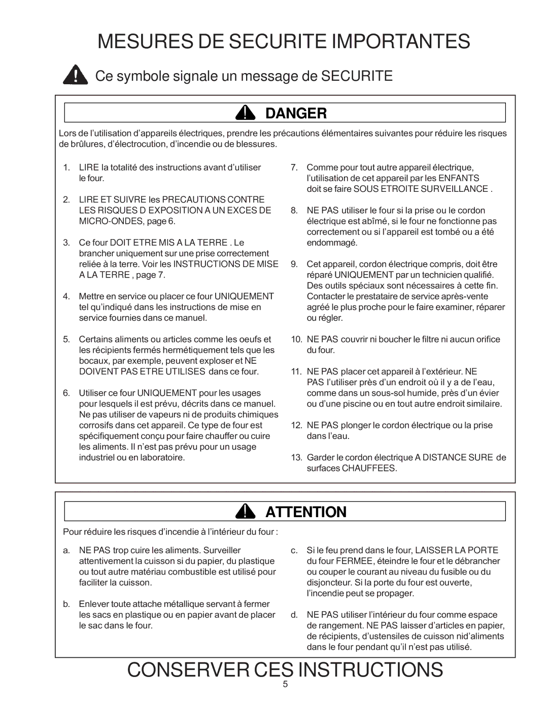 Amana RC27, RC22, RC17 owner manual Conserver CES Instructions 