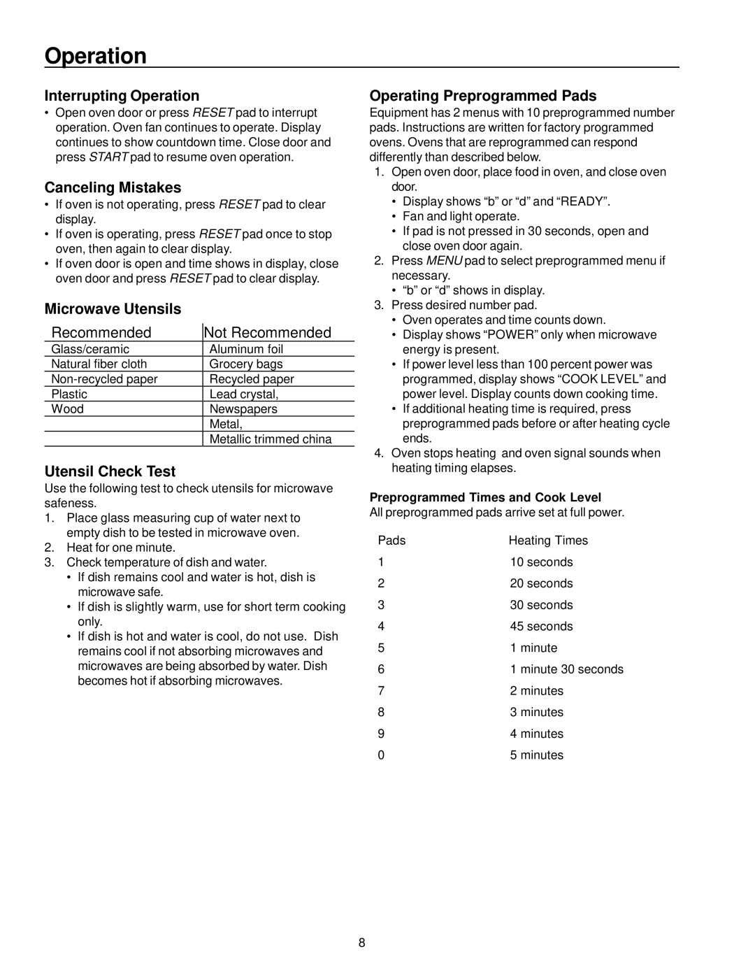 Amana rfs11MP, Rfs9mp owner manual Operation 