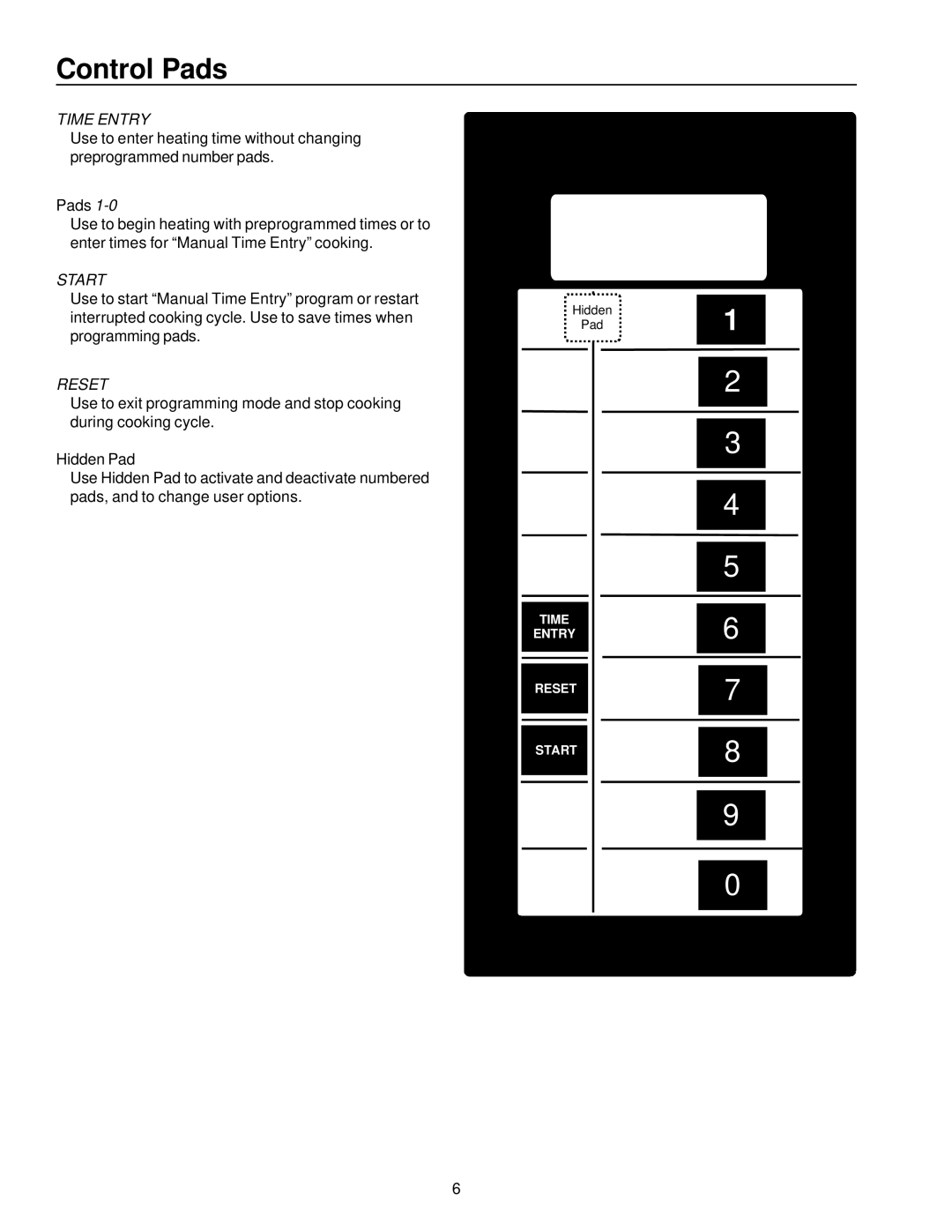 Amana RFS9, RFS11 owner manual Control Pads, Time Entry 