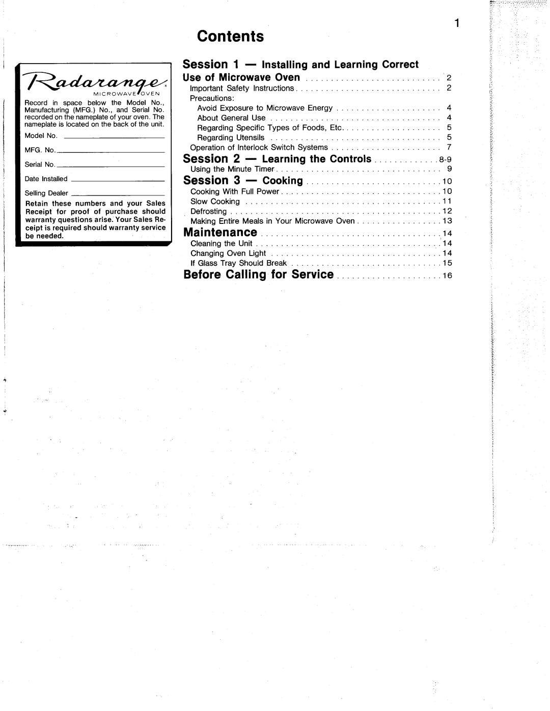 Amana RRL-5D manual 