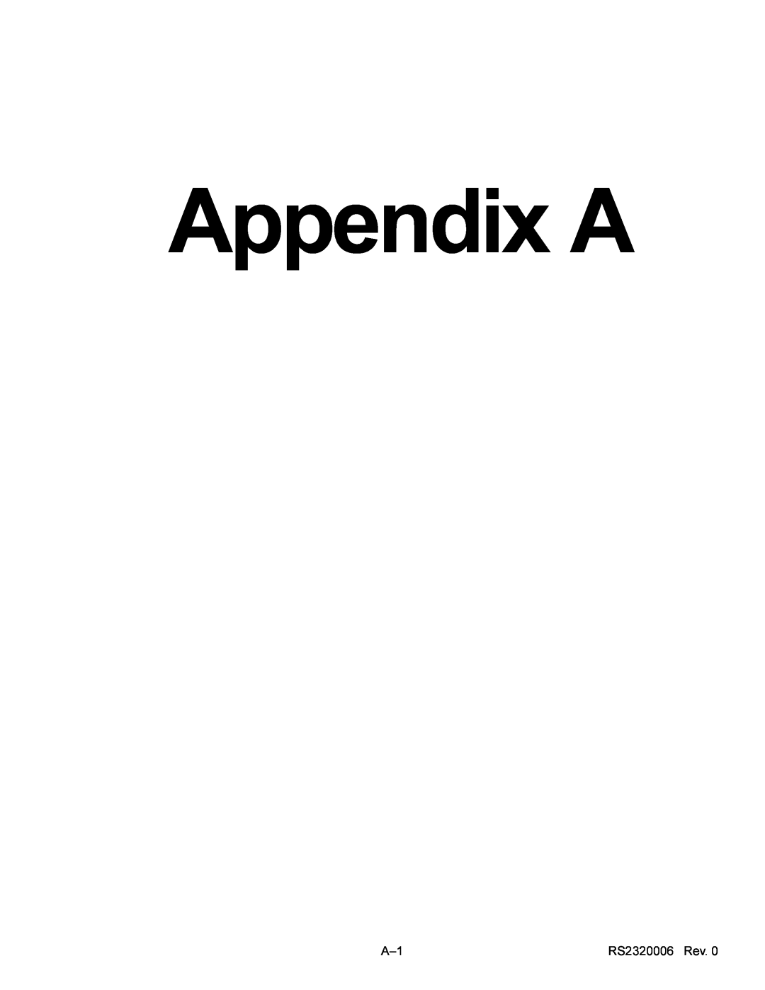 Amana service manual Appendix A, RS2320006 Rev 