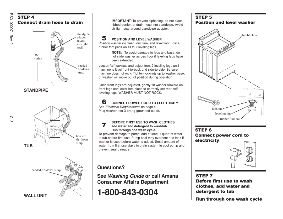 Amana RS3100007 service manual Questions?, Wall Unit 