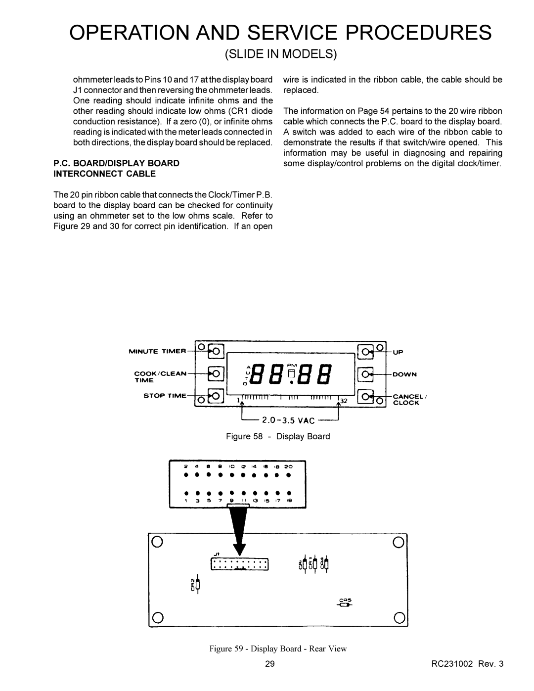 Amana RSS, RST service manual BOARD/DISPLAY Board Interconnect Cable, Display Board 