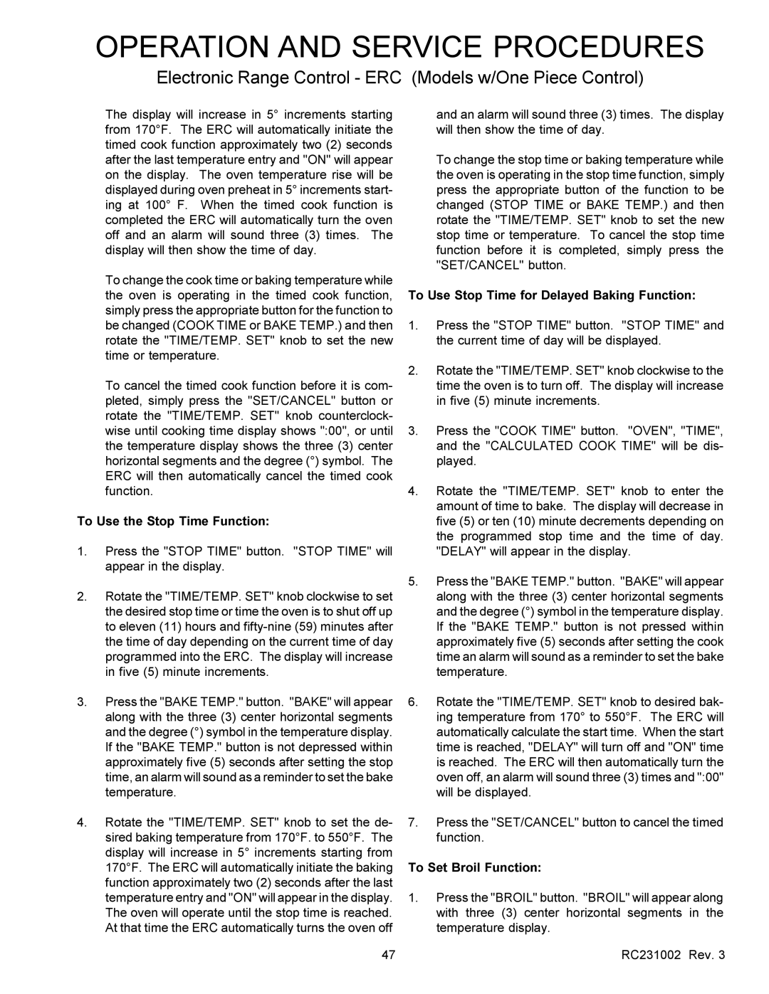 Amana RSS, RST service manual Temperature Will be displayed 