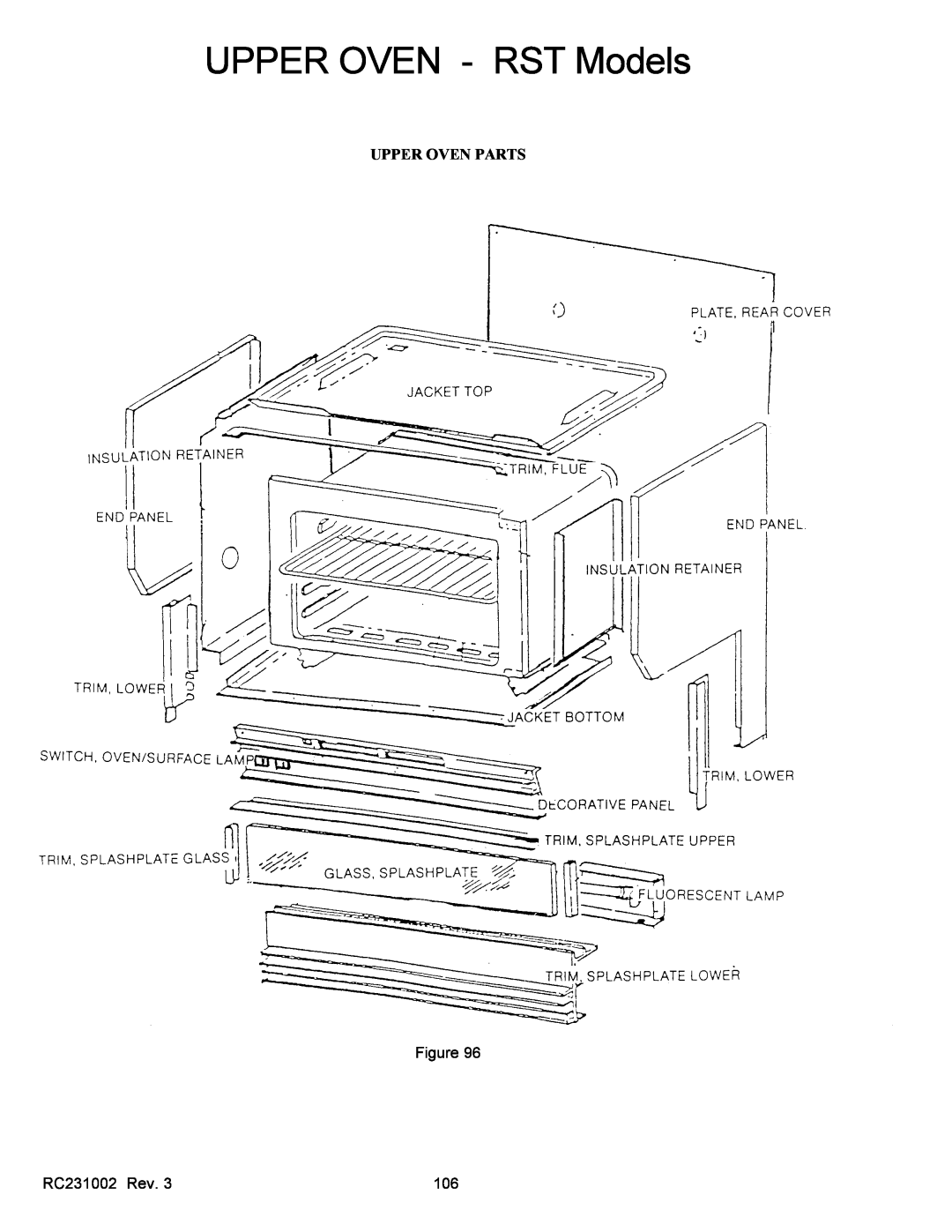 Amana RSS service manual Upper Oven Parts, UPPER OVEN - RST Models 