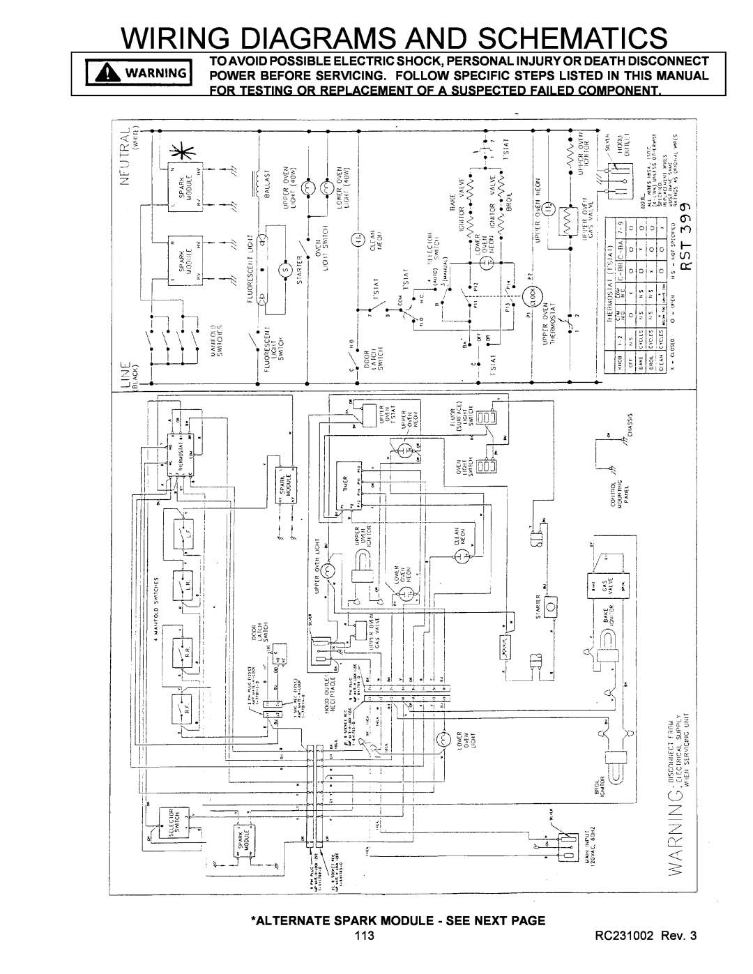 Amana RSS, RST service manual Alternate Spark Module - See Next Page, Wiring Diagrams And Schematics 