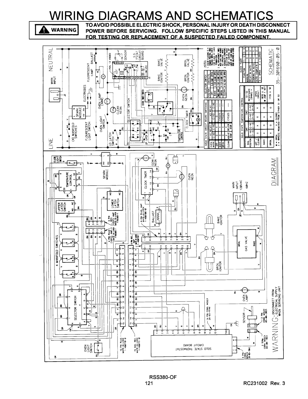 Amana RST service manual Wiring Diagrams And Schematics, RSS380-OF, RC231002 Rev 