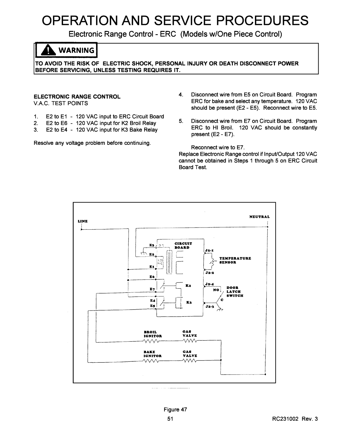 Amana RSS, RST service manual Electronic Range Control, Operation And Service Procedures 