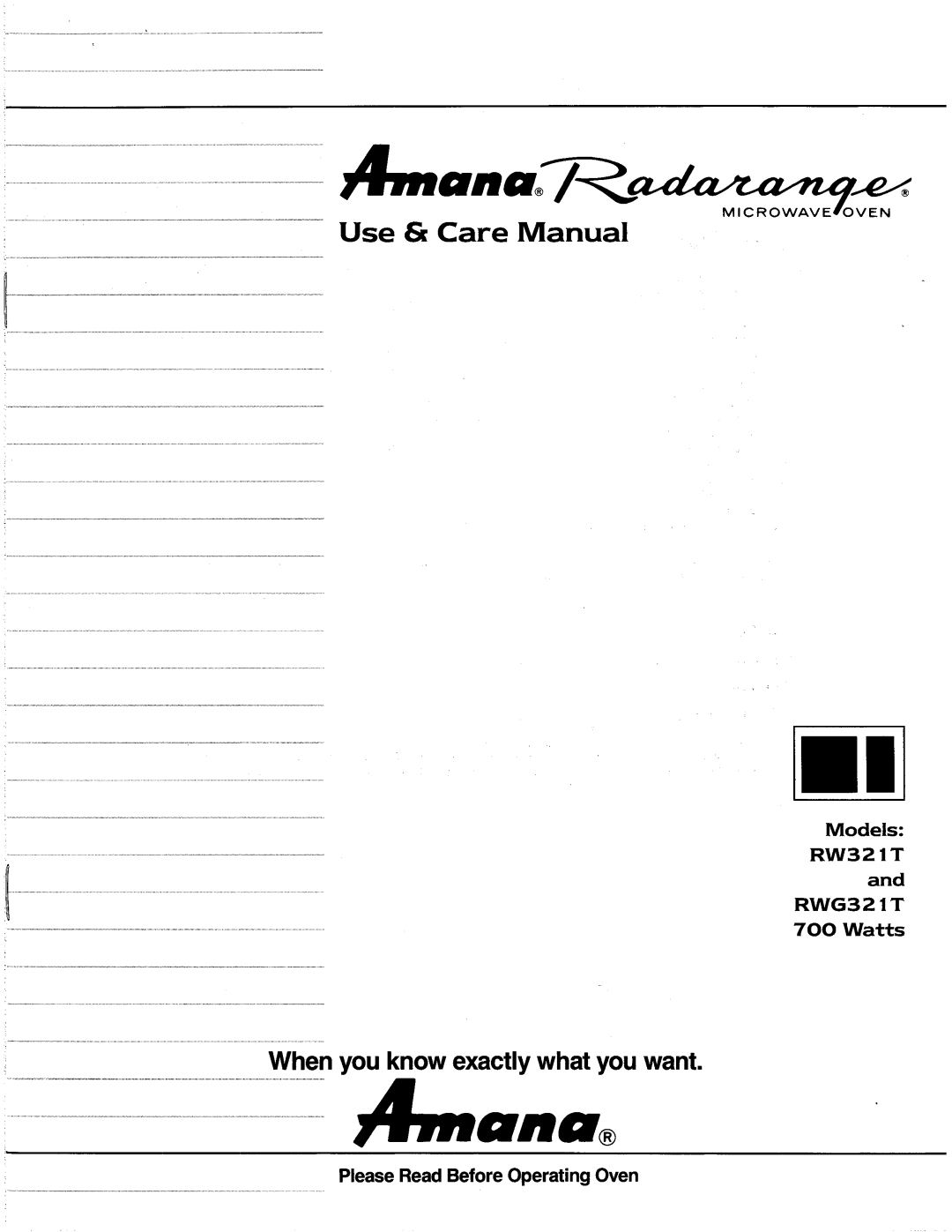 Amana RW321T, RWG321T manual 