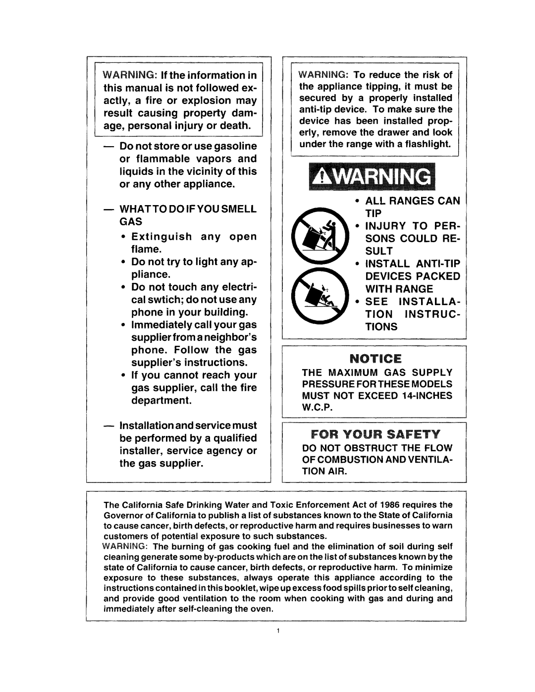 Amana Self Cleaning Gas Range, 36-308798-03-0 manual 