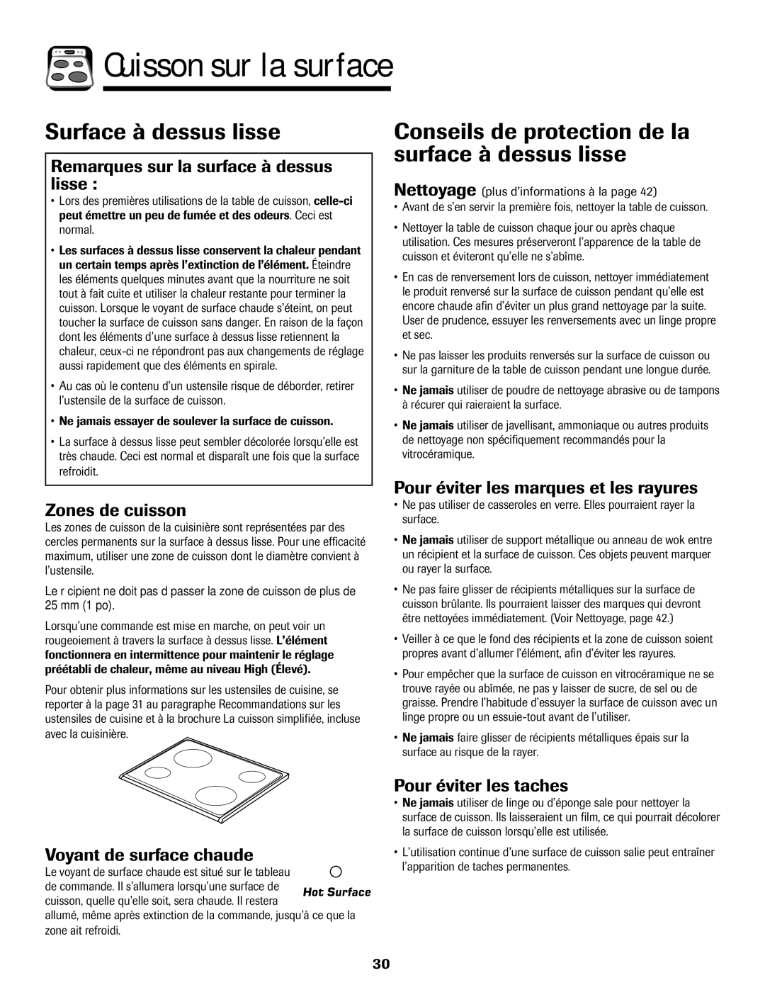 Amana Smoothtop important safety instructions Surface à dessus lisse, Conseils de protection de la surface à dessus lisse 