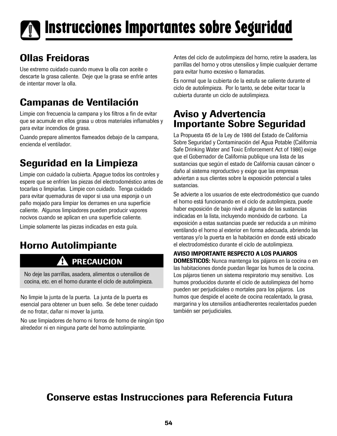 Amana Smoothtop Ollas Freidoras, Campanas de Ventilación, Seguridad en la Limpieza, Horno Autolimpiante 