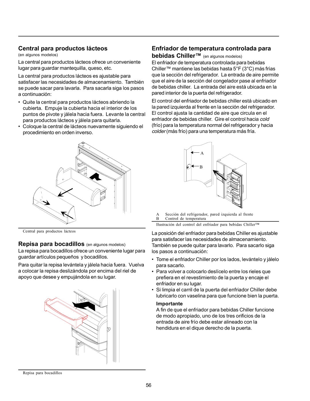 Amana SRD26VW Central para productos lácteos, Enfriador de temperatura controlada para bebidas Chiller, Importante 