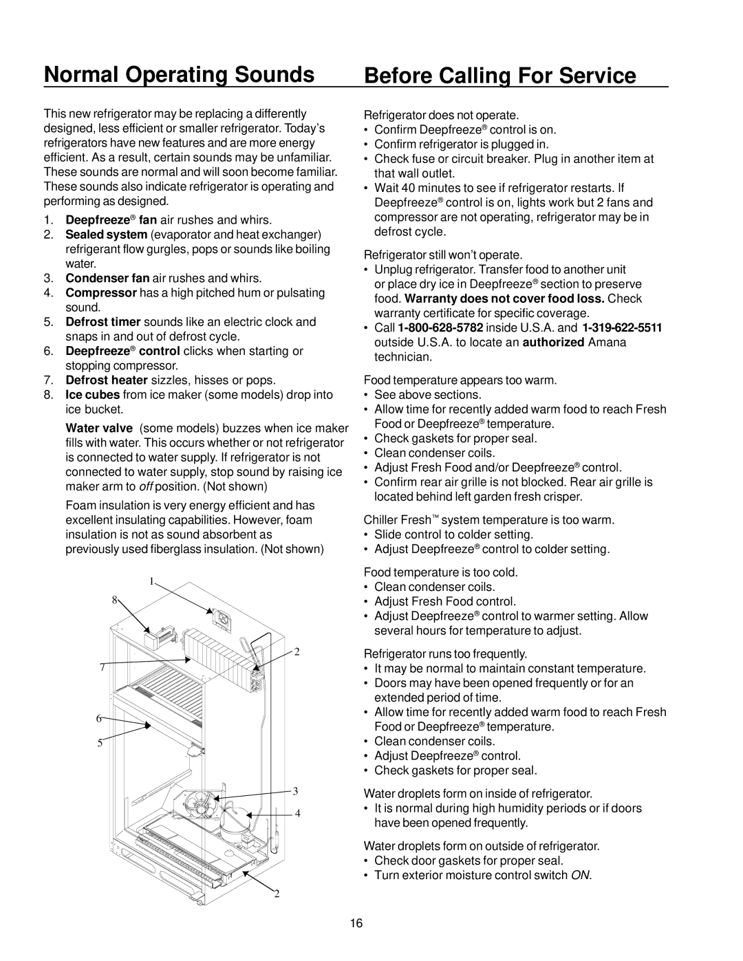 Amana Top-Freezer Refrigerator owner manual Normal Operating Sounds Before Calling For Service 