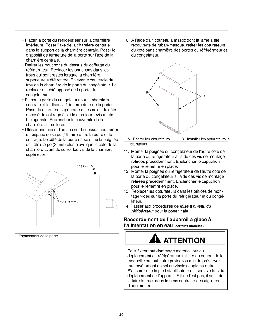 Amana Top-Freezer Refrigerator owner manual Raccordement de l’appareil à glace à l’alimentation en eau 