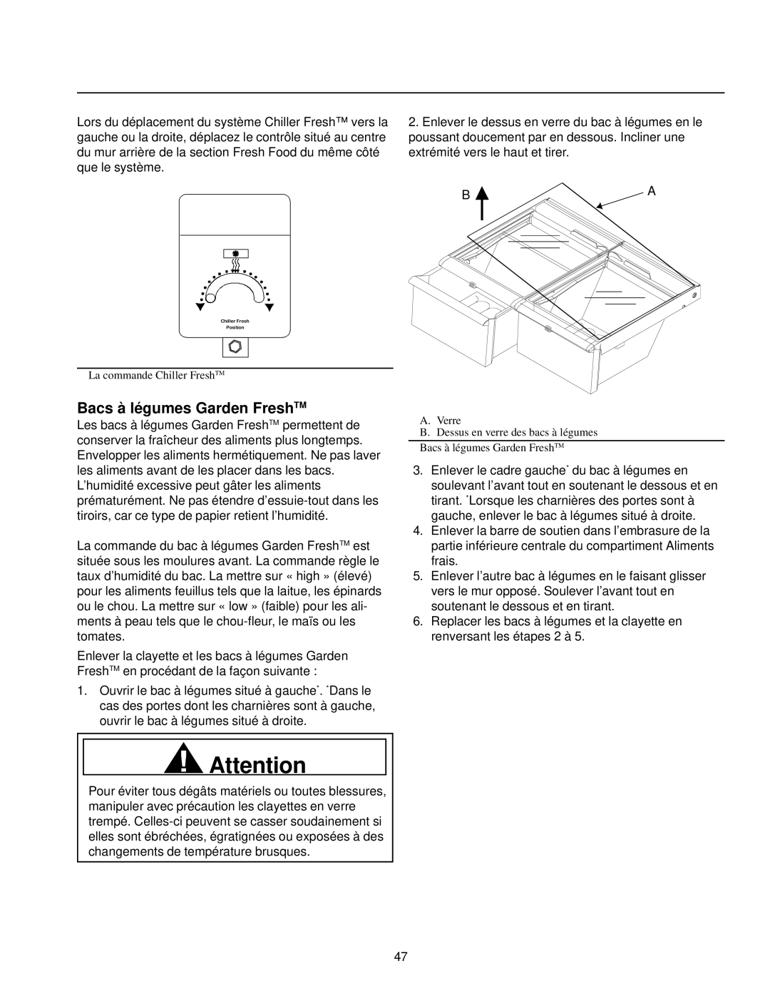 Amana Top-Freezer Refrigerator owner manual Bacs à légumes Garden FreshTM 