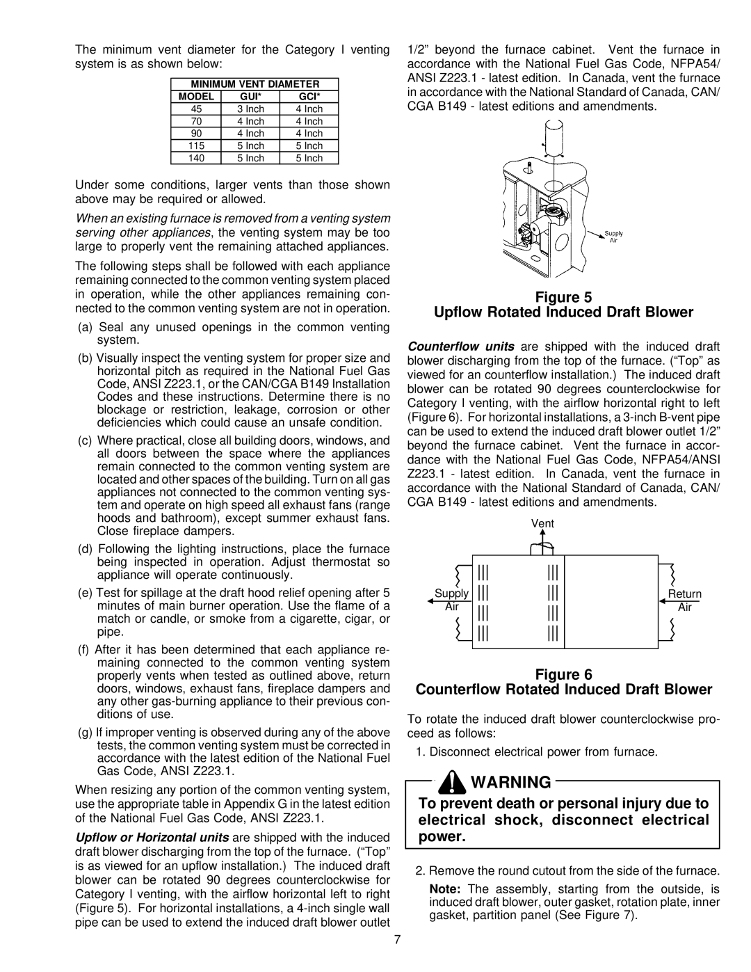 Amana VR8205 installation instructions Upflow Rotated Induced Draft Blower, Counterflow Rotated Induced Draft Blower 