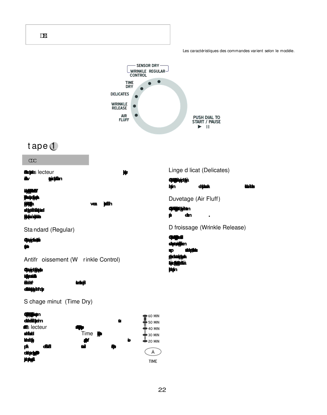 Amana W101611016 operating instructions Utilisation DES Commandes, Sélection DE Cycle 