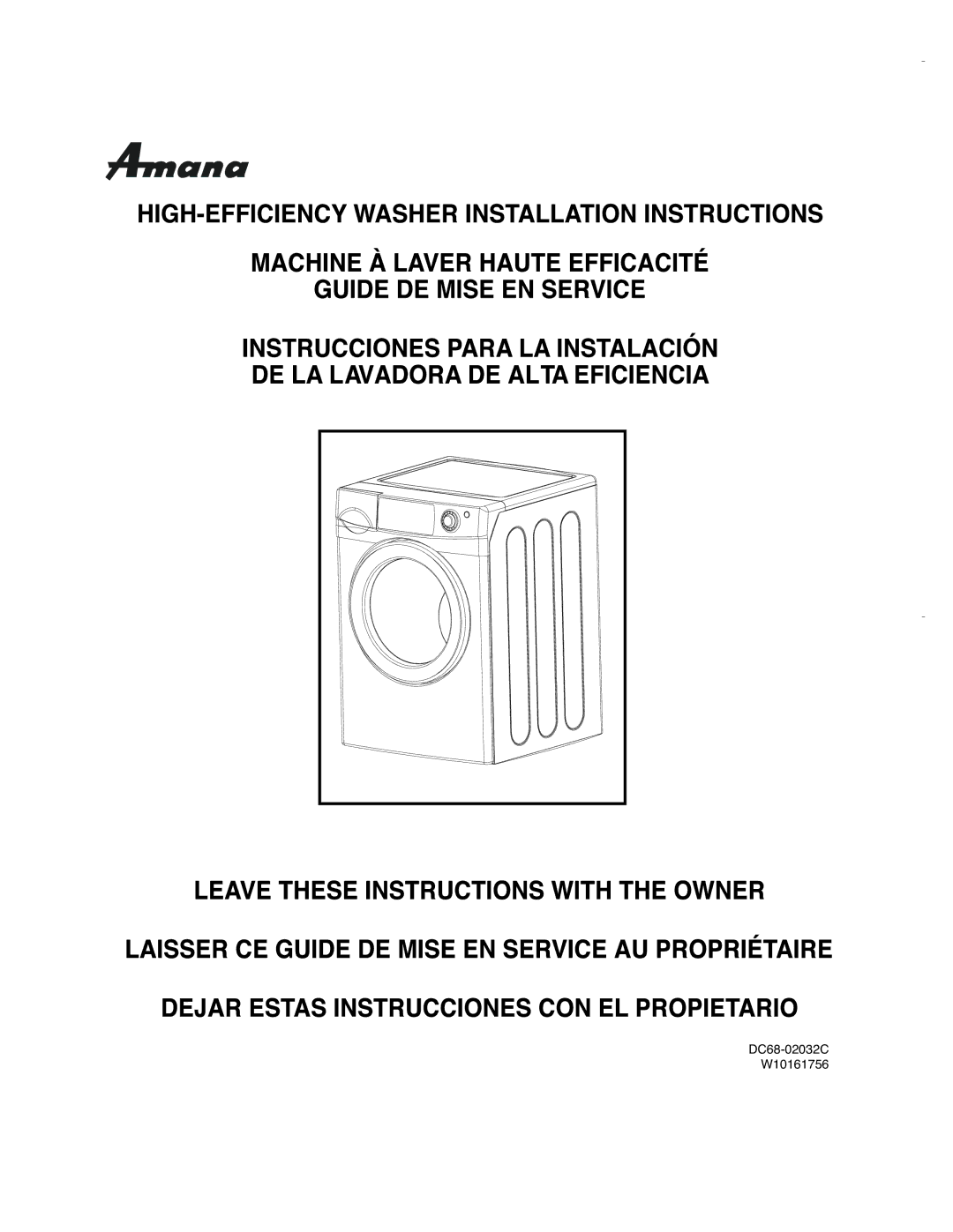 Amana manual DC68-02032C W10161756 