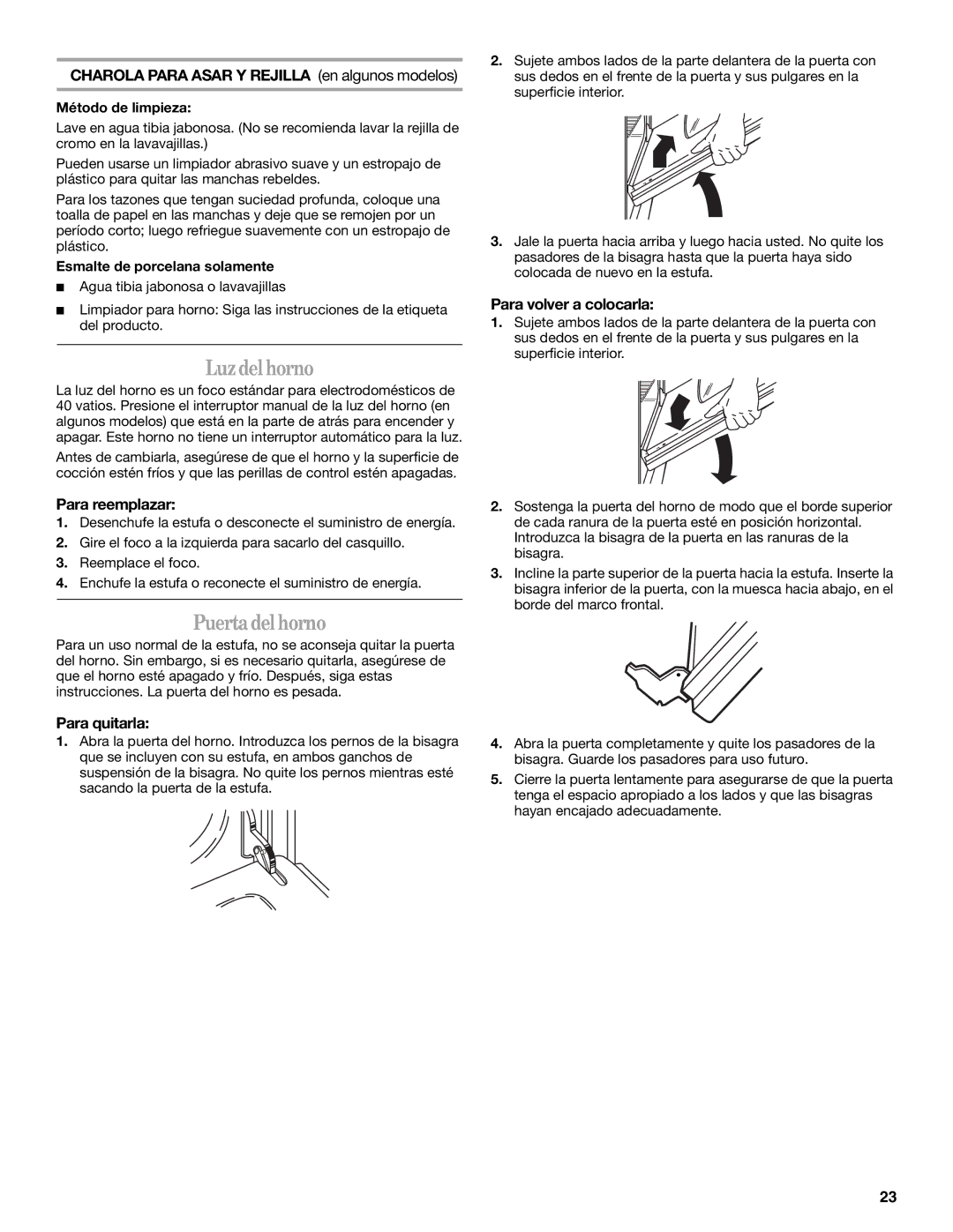 Amana W10181330A manual Luzdelhorno, Puertadelhorno 