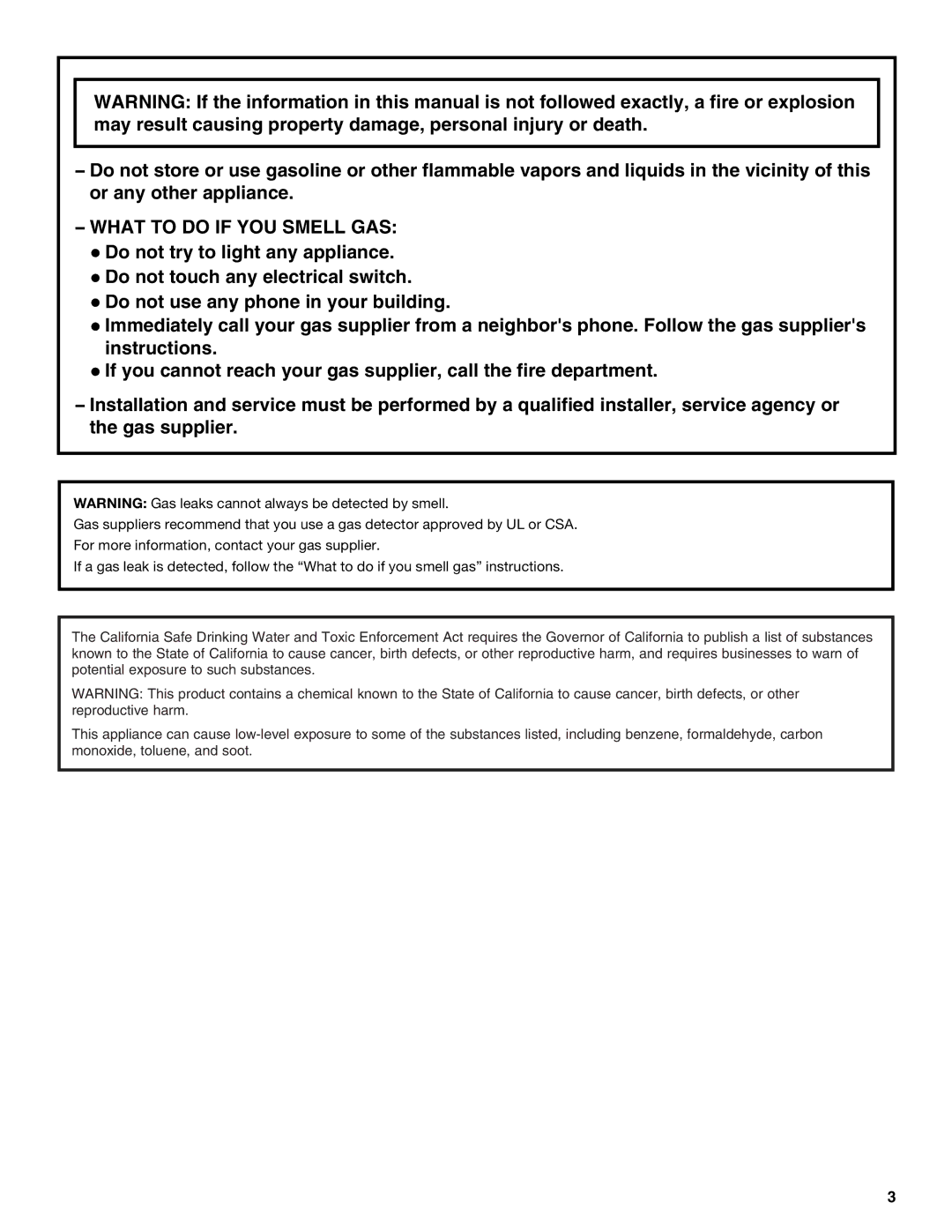 Amana W10181330A manual What to do if YOU Smell GAS 