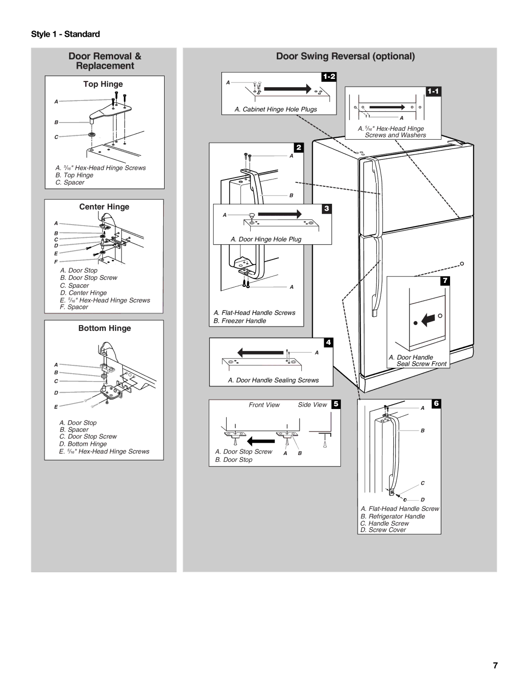 Amana W10211588A, W10211609A installation instructions Door Removal Replacement Door Swing Reversal optional 