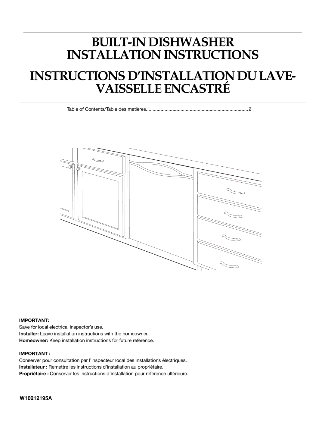 Amana W10245579A installation instructions W10212195A 