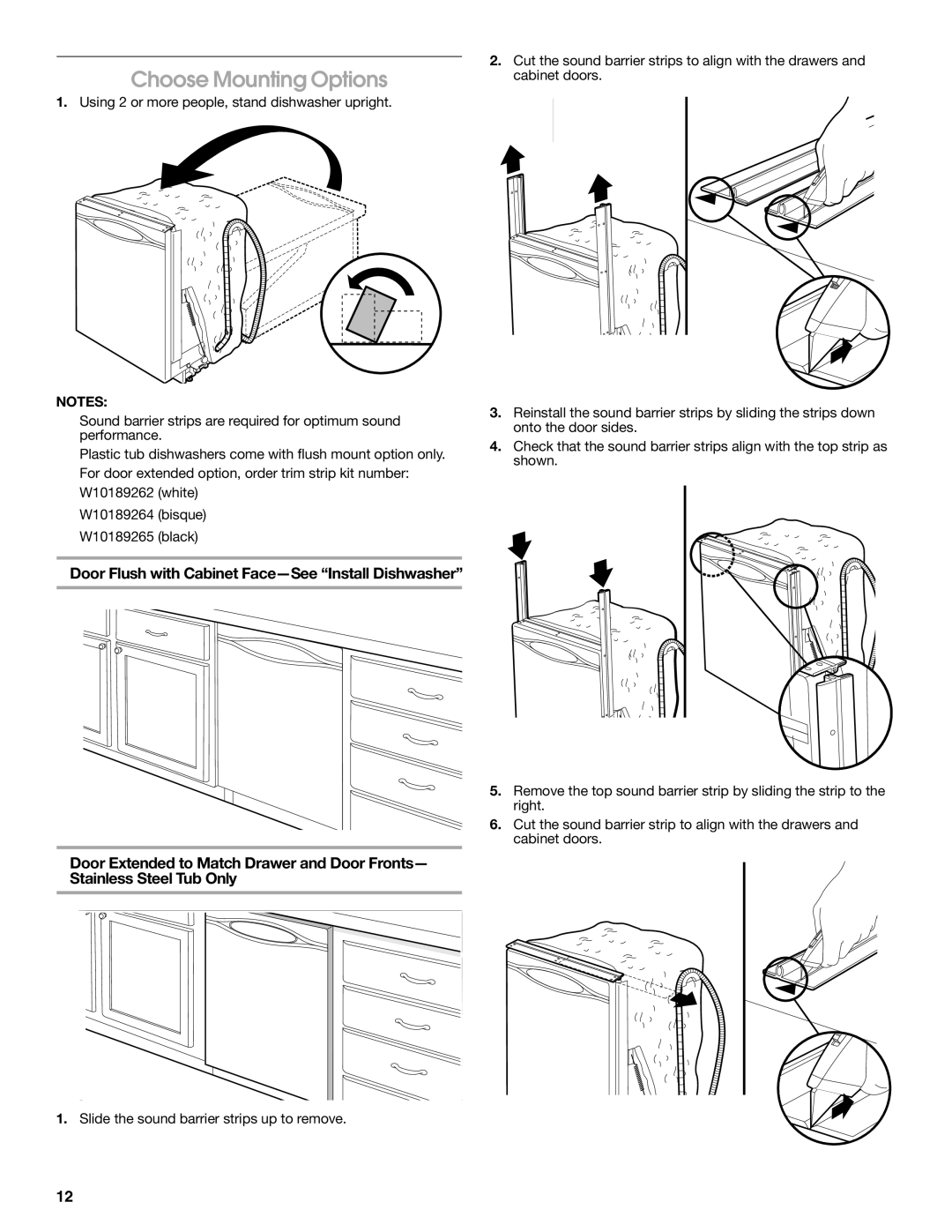 Amana W10212195A, W10245579A installation instructions Choose Mounting Options 