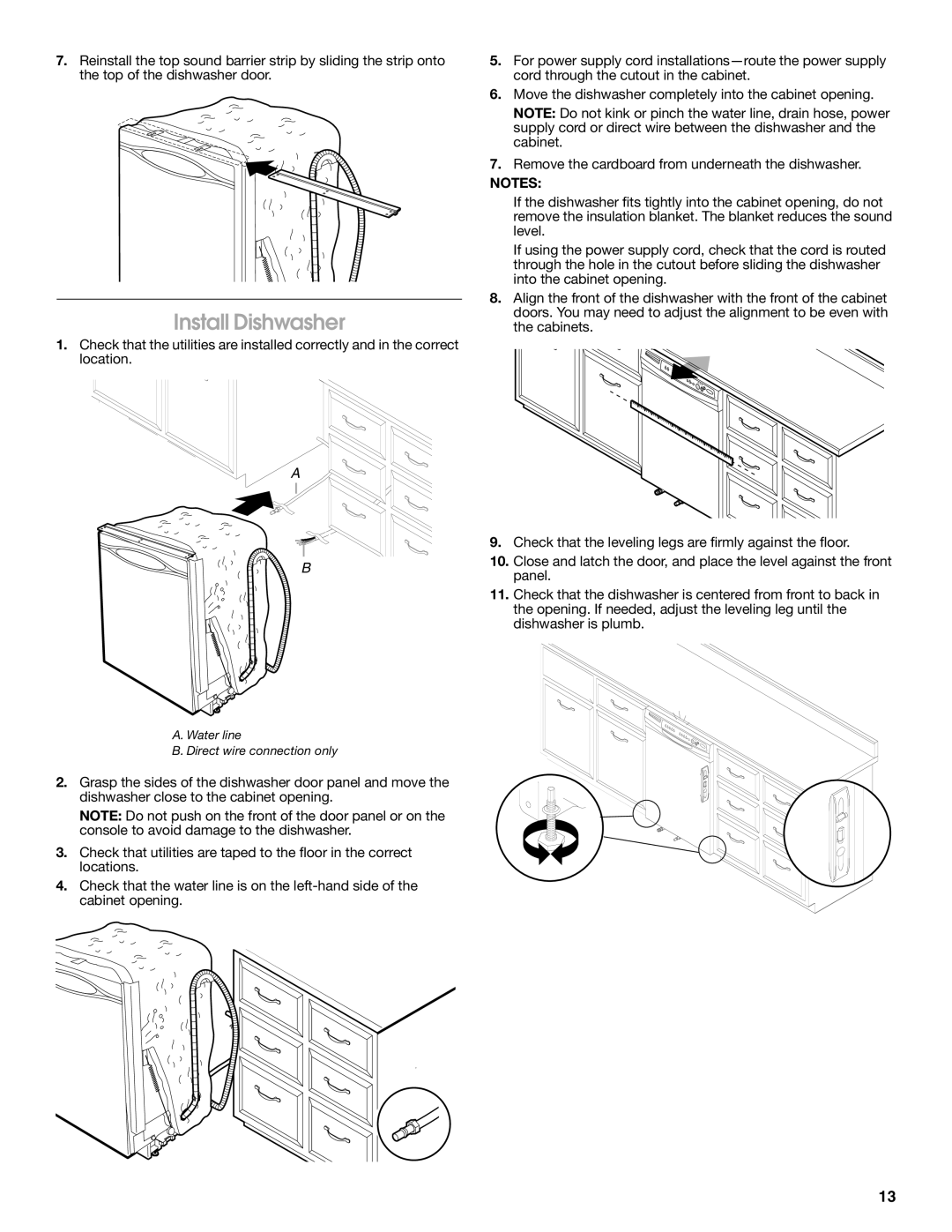 Amana W10245579A, W10212195A installation instructions Install Dishwasher, Panel 