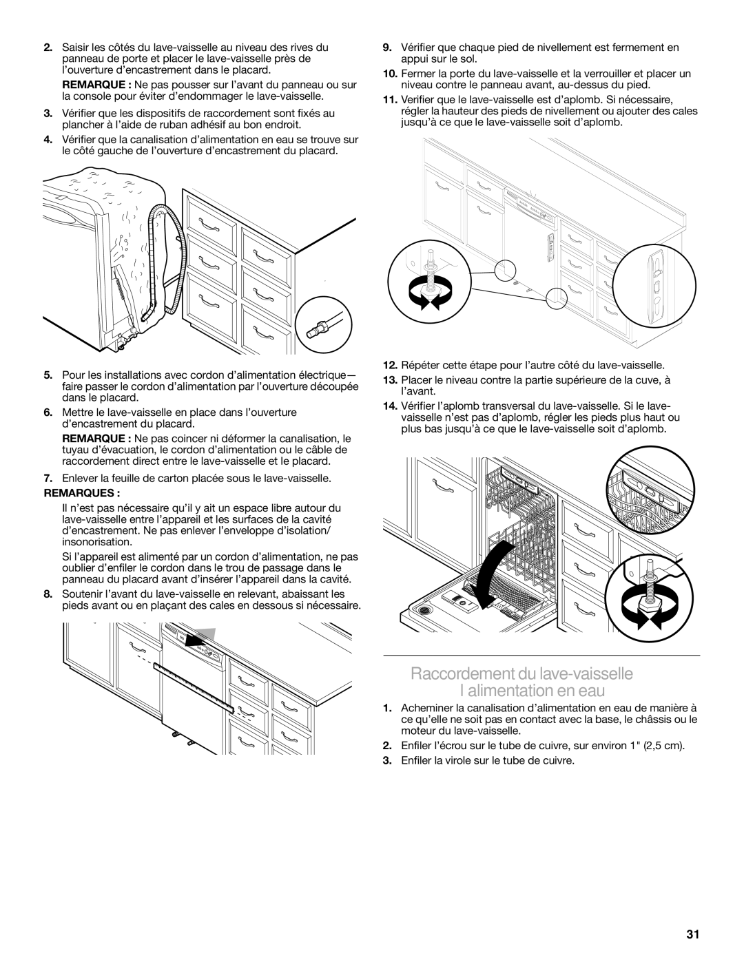 Amana W10245579A, W10212195A installation instructions Raccordement du lave-vaisselle à ’alimentation en eau 