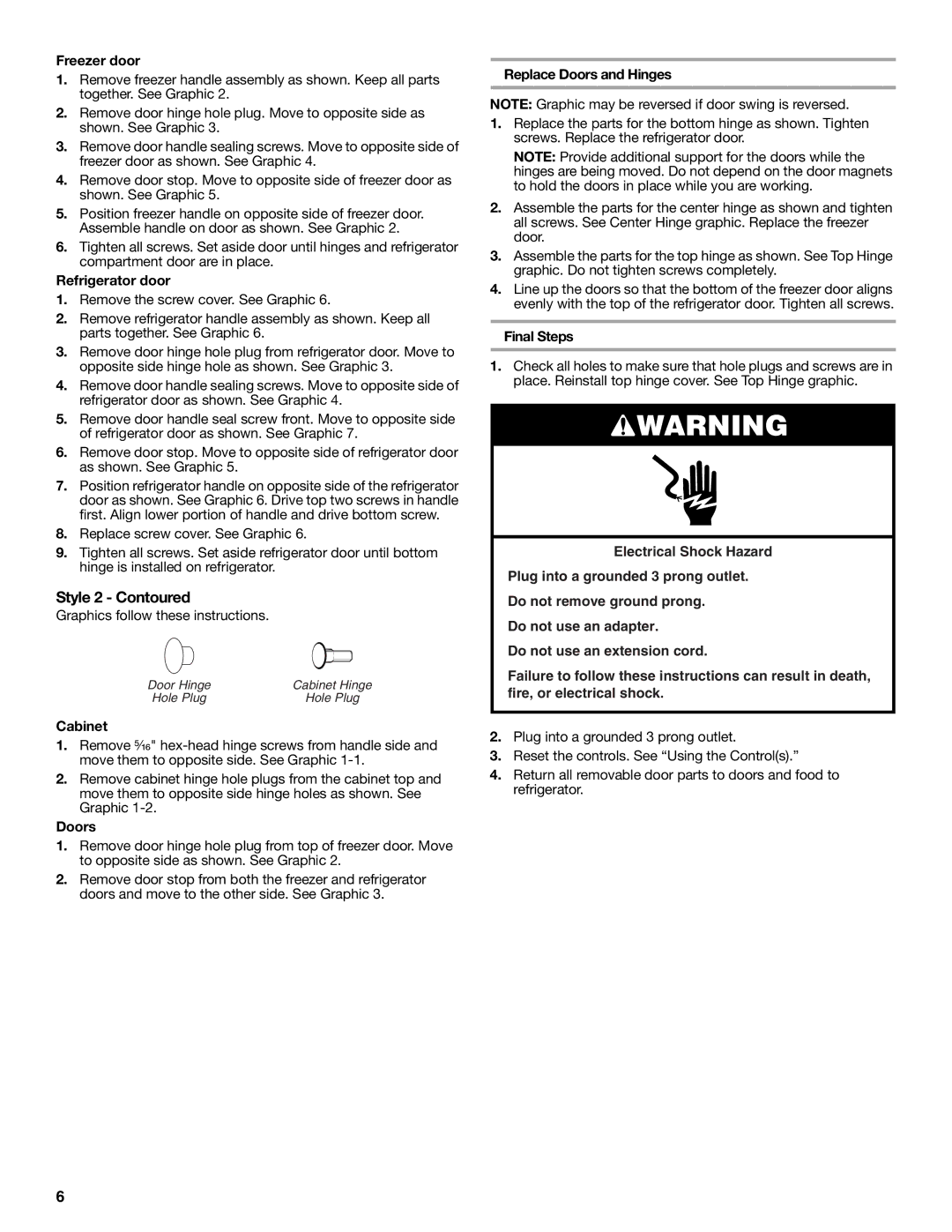 Amana W10214254A installation instructions Style 2 Contoured 