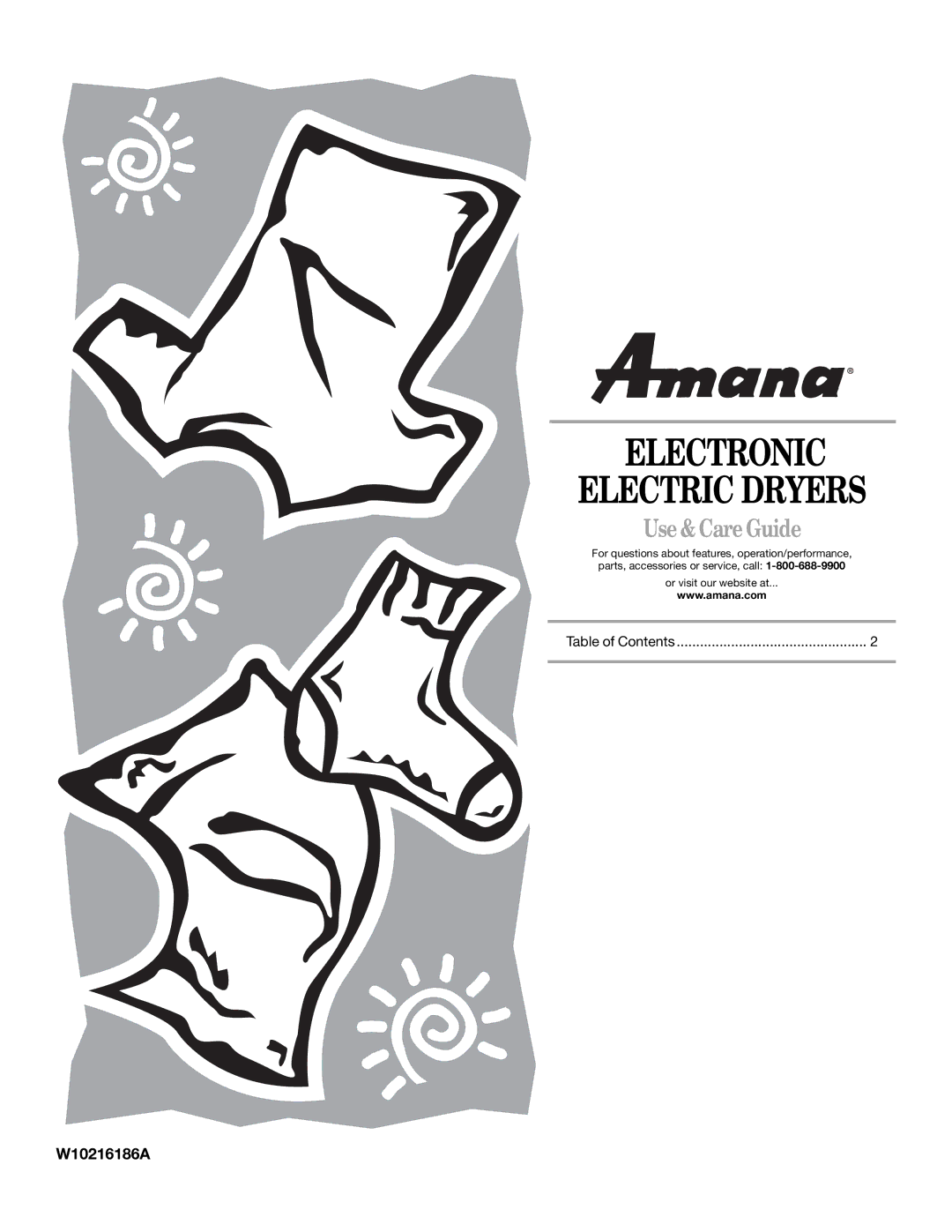 Amana W10216186A manual Electronic Electric Dryers 