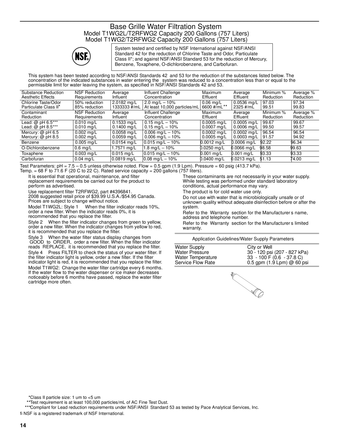 Amana W10237708A, W10237701A installation instructions Base Grille Water Filtration System 