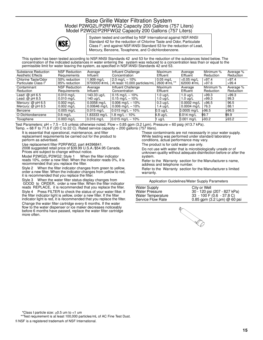 Amana W10237701A, W10237708A installation instructions Base Grille Water Filtration System 