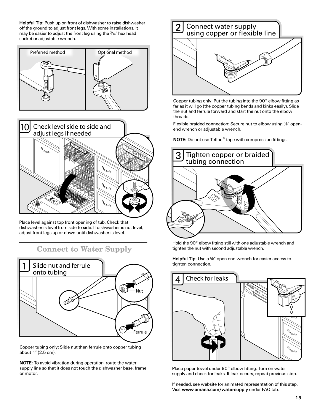 Amana W10261420A installation instructions Connect to Water Supply 