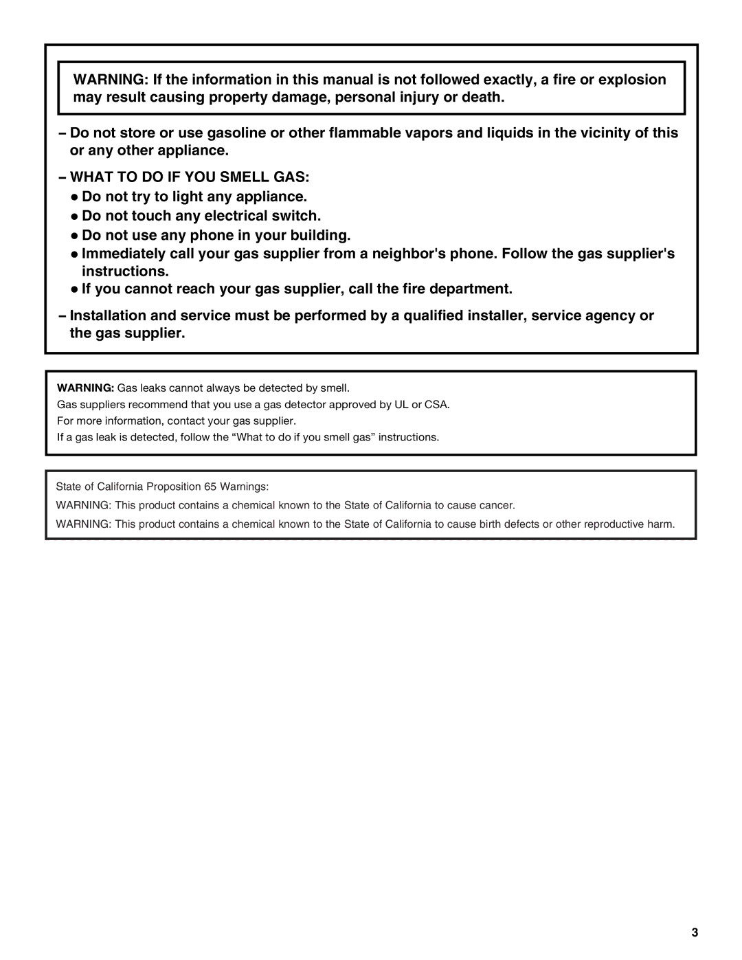 Amana W10320693A manual What to do if YOU Smell GAS 