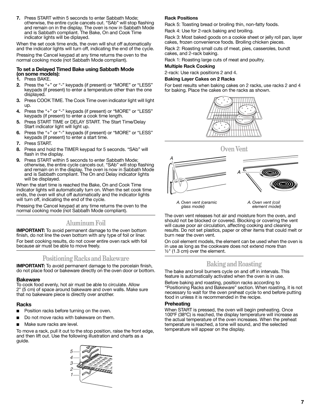 Amana W103209878 warranty AluminumFoil, PositioningRacksandBakeware, OvenVent, BakingandRoasting 