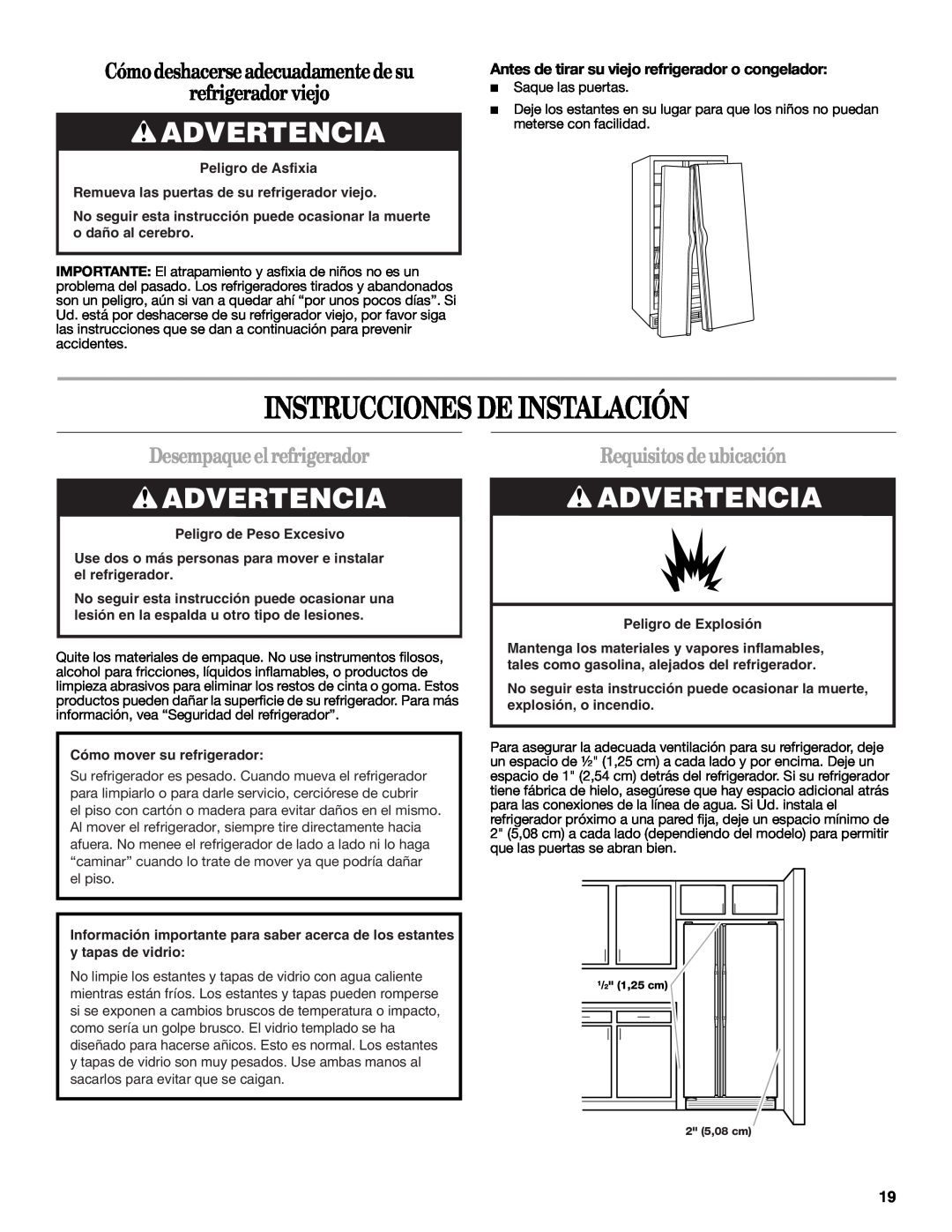 Amana W10321485A Instrucciones De Instalación, Advertencia, Cómo deshacerse adecuadamente de su refrigerador viejo 