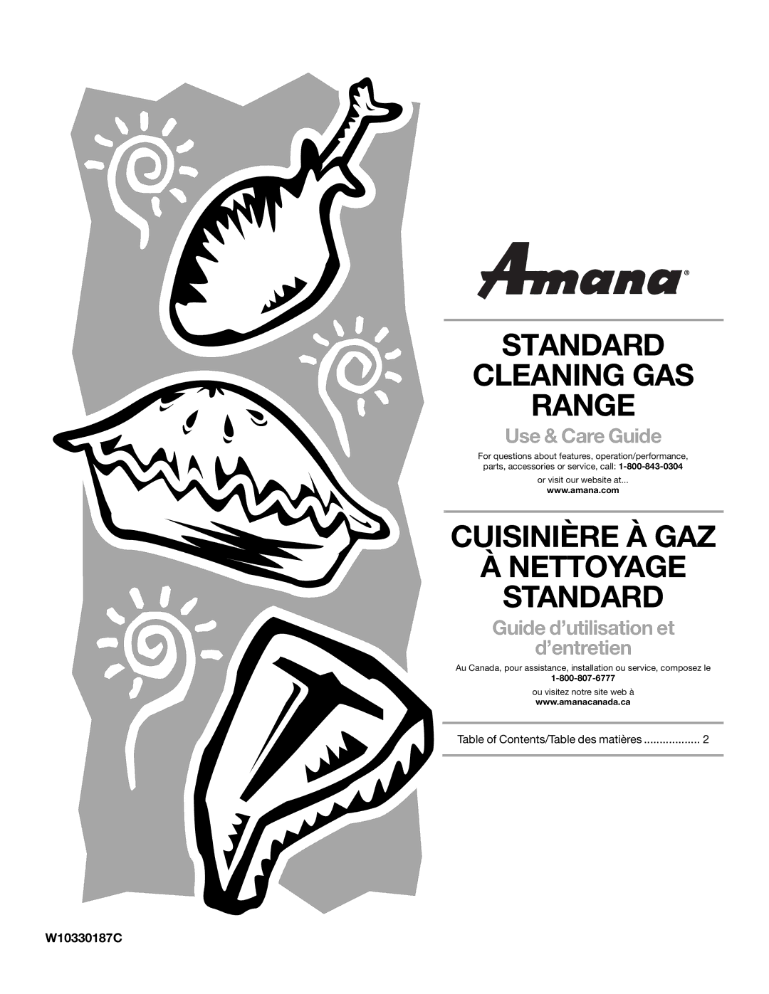 Amana W10330187C manual Standard Cleaning GAS Range 