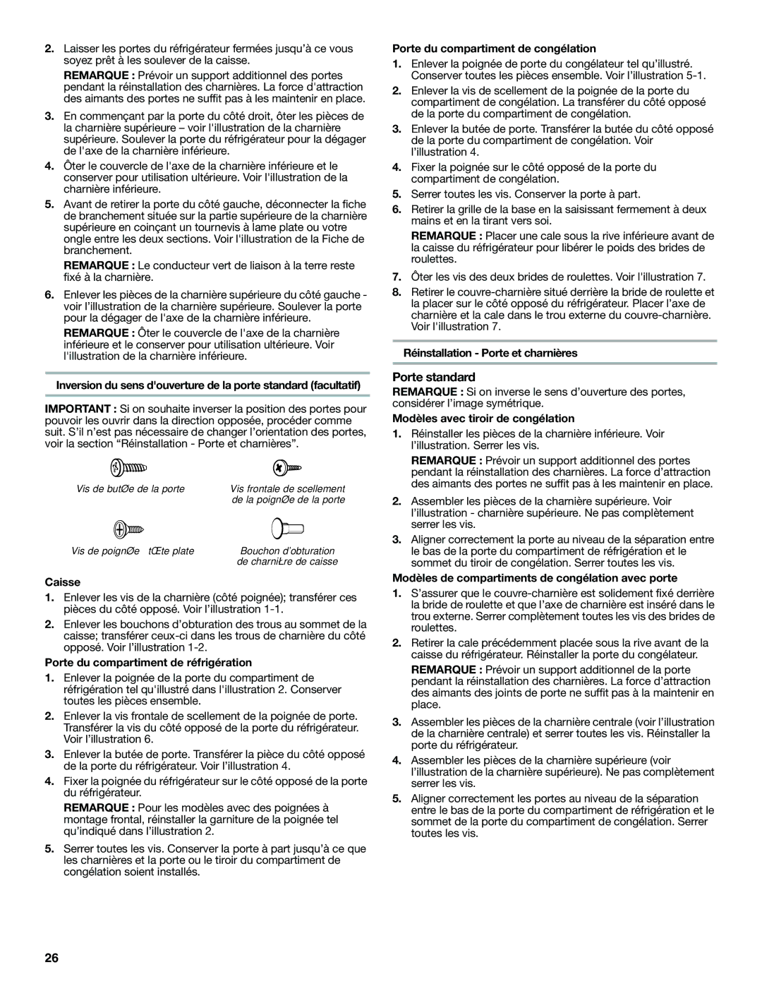 Amana W10366212A Caisse, Porte du compartiment de réfrigération, Porte du compartiment de congélation 