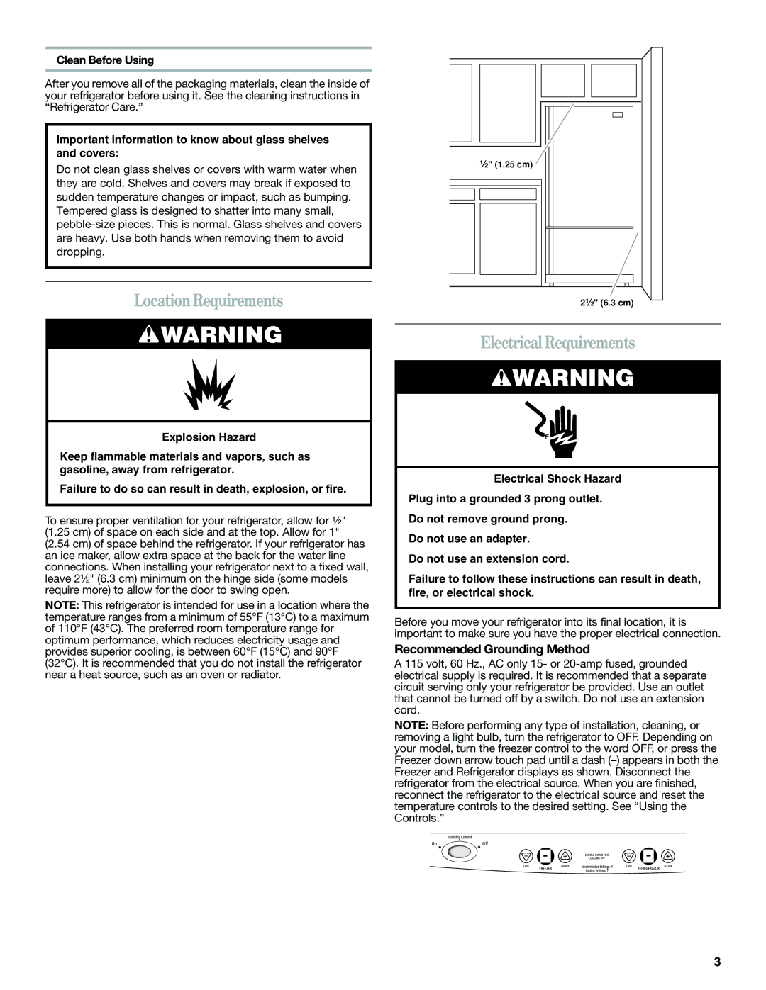 Amana W10366212A LocationRequirements, Electrical Requirements, Recommended Grounding Method, Clean Before Using 