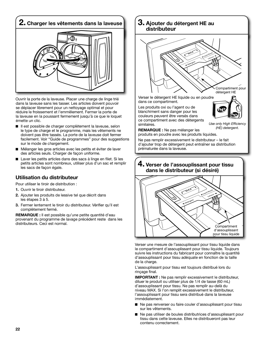 Amana W10410362A warranty Utilisation du distributeur 