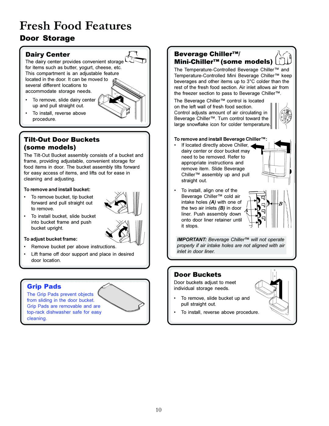 Amana XRSS287BW, XRSS287BB manual Fresh Food Features, Door Storage 