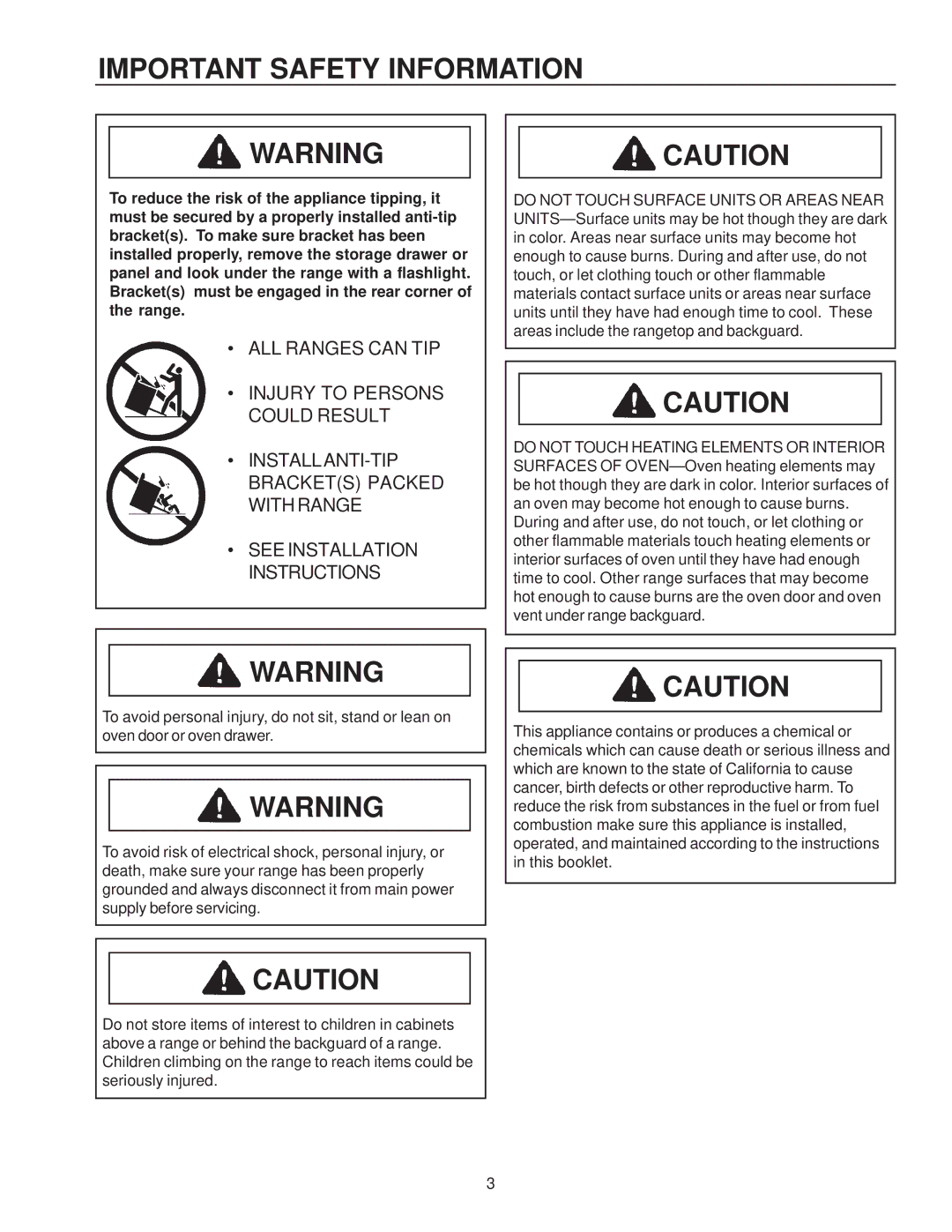 Amana ZRTC8500, ZRRC8000 owner manual Important Safety Information 