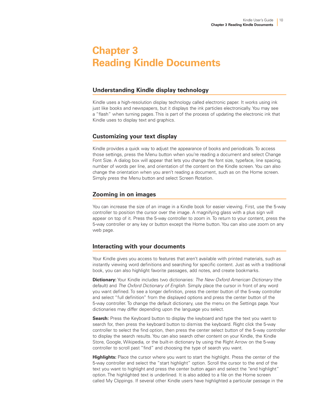 Amazon 23-000466-01 manual Chapter Reading Kindle Documents, Understanding Kindle display technology, Zooming in on images 