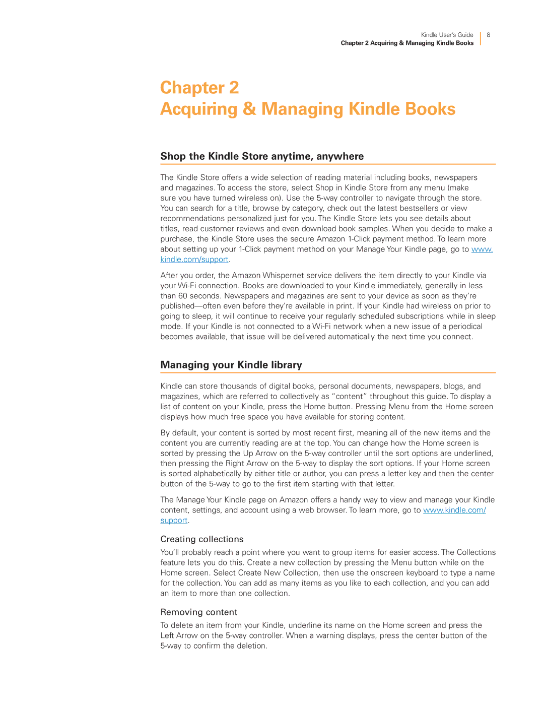 Amazon 23-000466-01 manual Chapter Acquiring & Managing Kindle Books, Shop the Kindle Store anytime, anywhere 