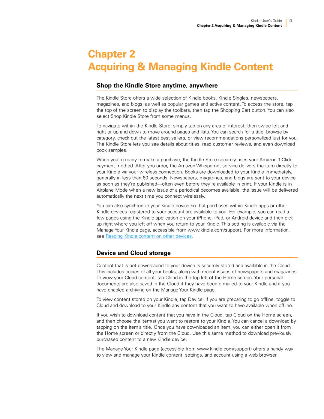 Amazon 23-000491-01 manual Chapter Acquiring & Managing Kindle Content, Shop the Kindle Store anytime, anywhere 