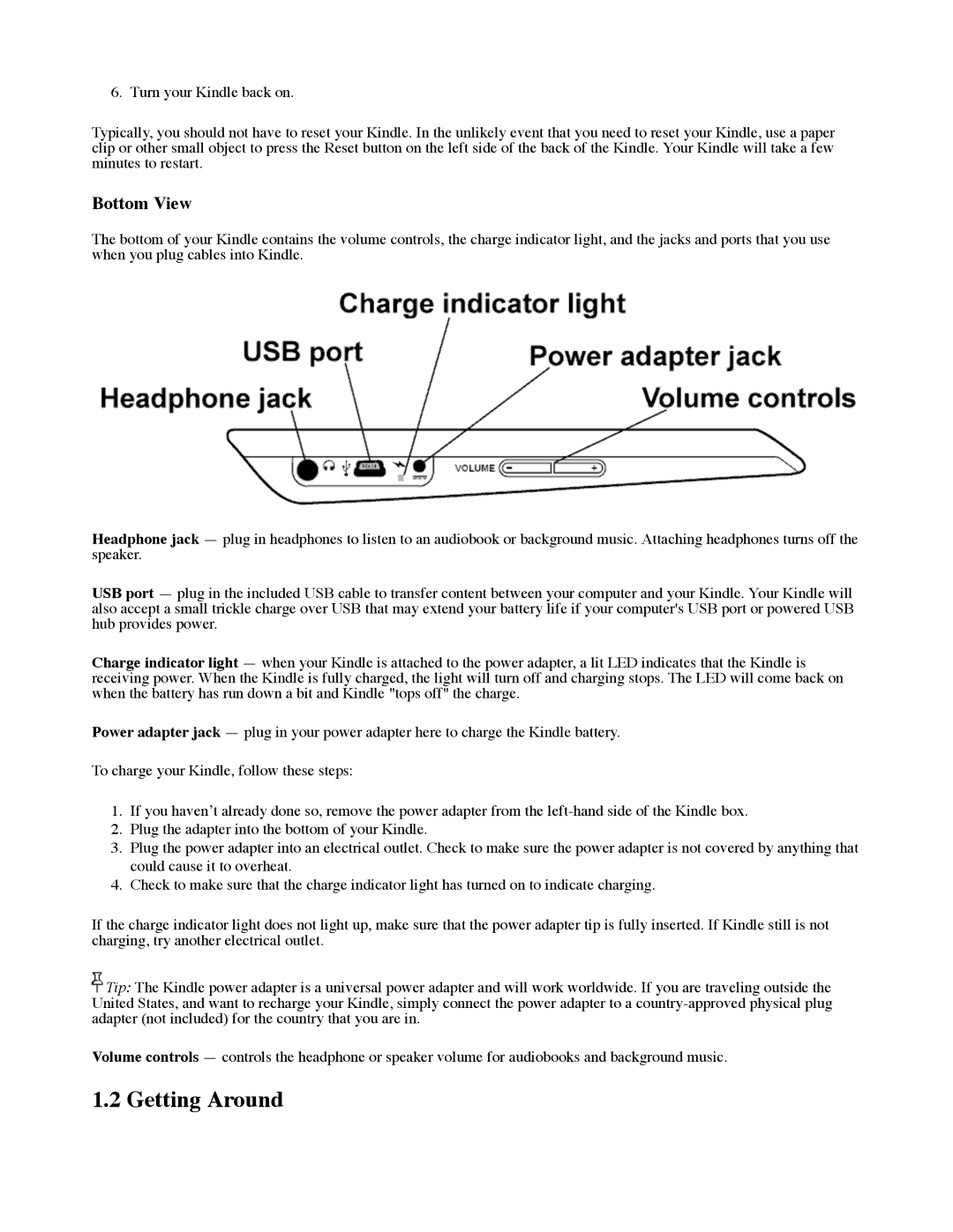 Amazon D00111 manual Getting Around, Bottom View 