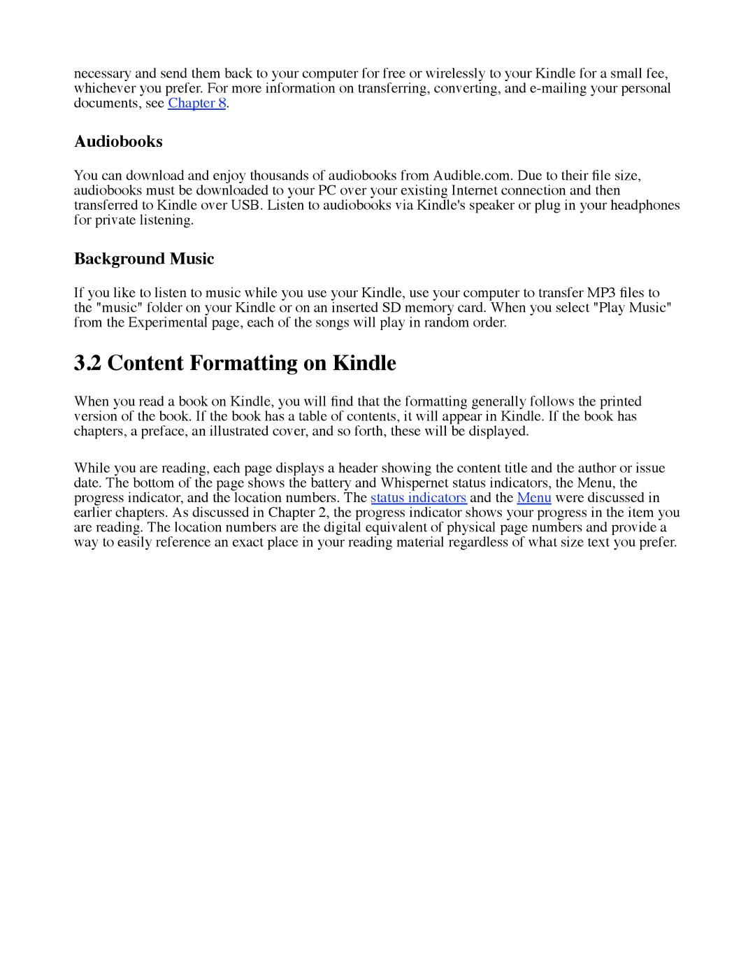 Amazon D00111 manual Content Formatting on Kindle, Audiobooks, Background Music 