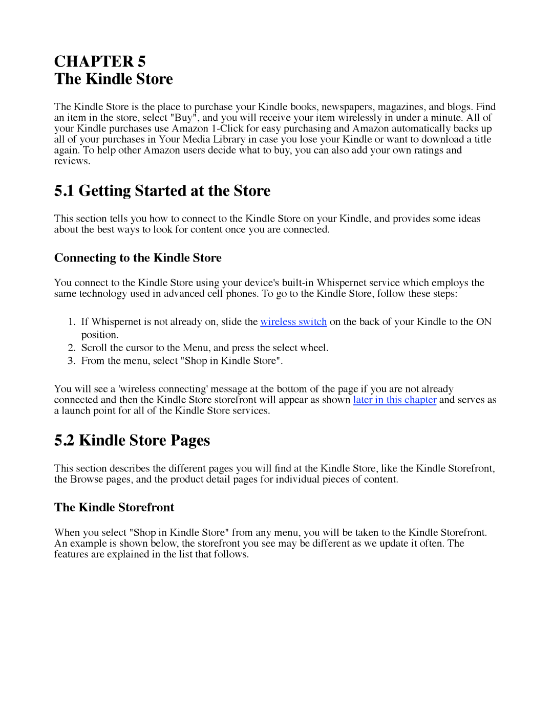 Amazon D00111 Getting Started at the Store, Kindle Store Pages, Connecting to the Kindle Store, Kindle Storefront 